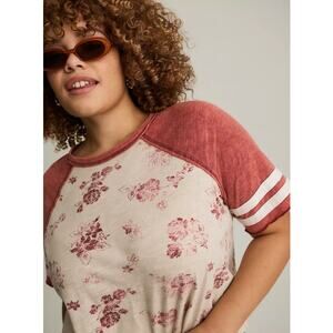 Torrid Festi Cropped Raglan Tee Tea Stain Mauve Floral Sz 2 2X NEW